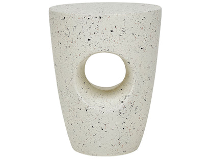 Accent Terrazzo Fiberglass Side Table White 37cm Outdoor