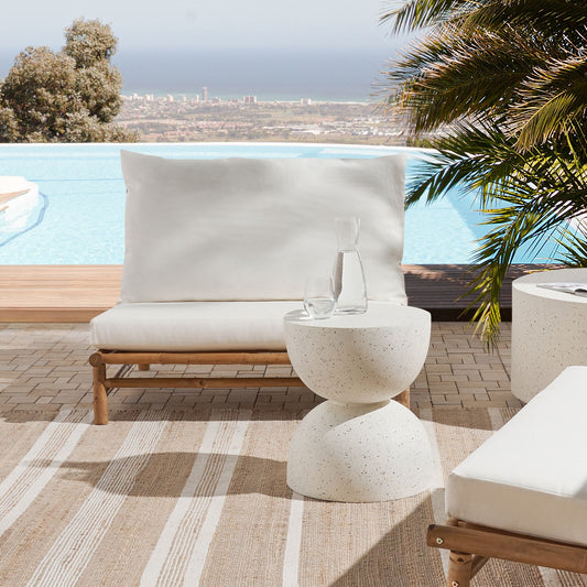 Accent Side Table Off White Terrazzo Top Outdoor Modern