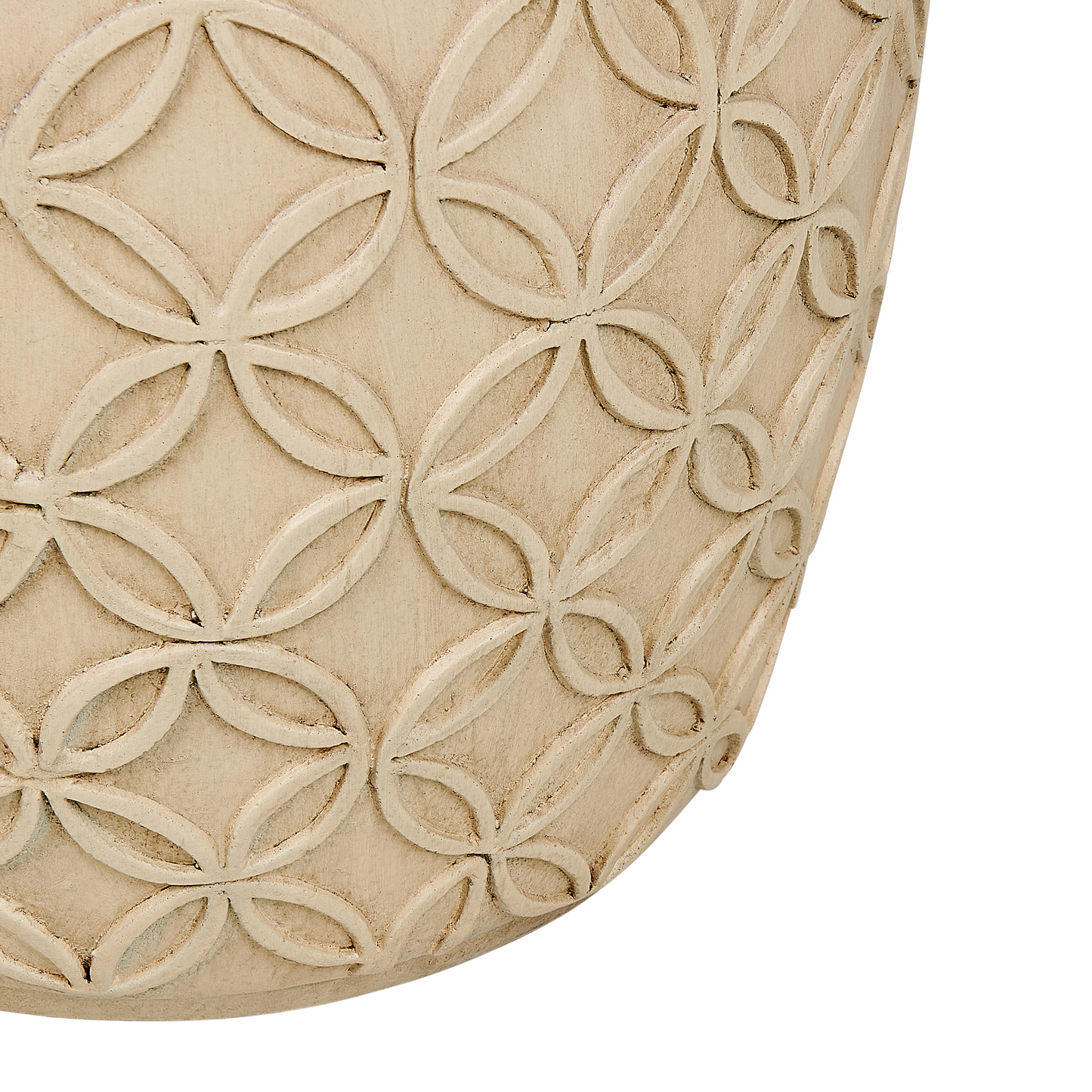 Accent Light Beige Fiberglass Outdoor Round Drum Side Table
