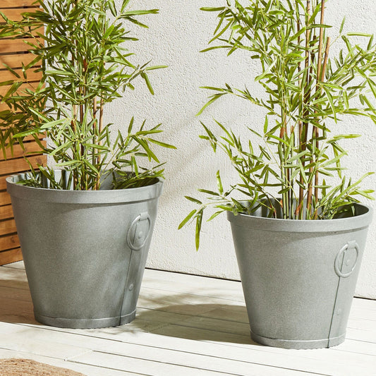 Grey Fibre Clay Planter 45 x 41cm All Weather