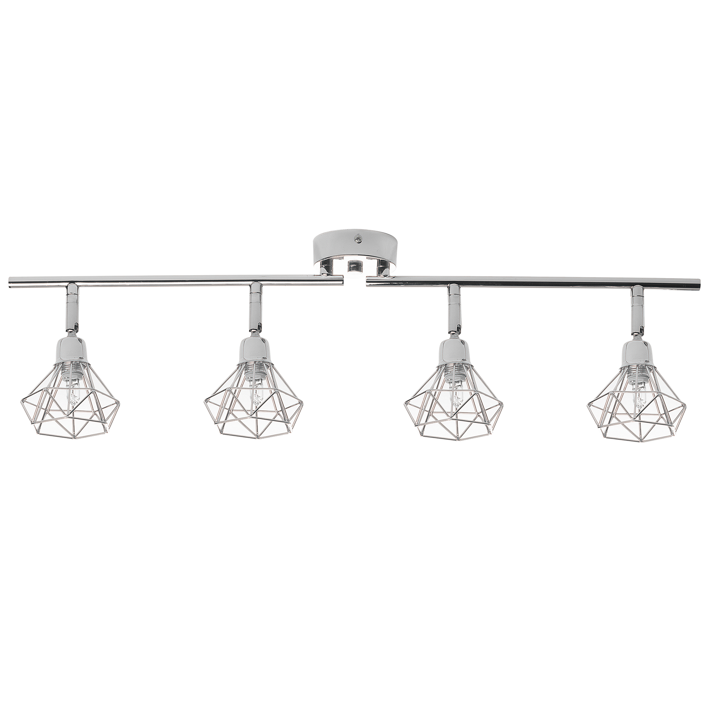Ceiling Lamp Silver 4 Light Cage Shades Adjustable Arms