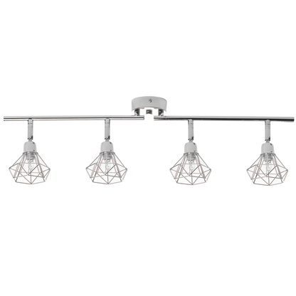 Ceiling Lamp Silver 4 Light Cage Shades Adjustable Arms