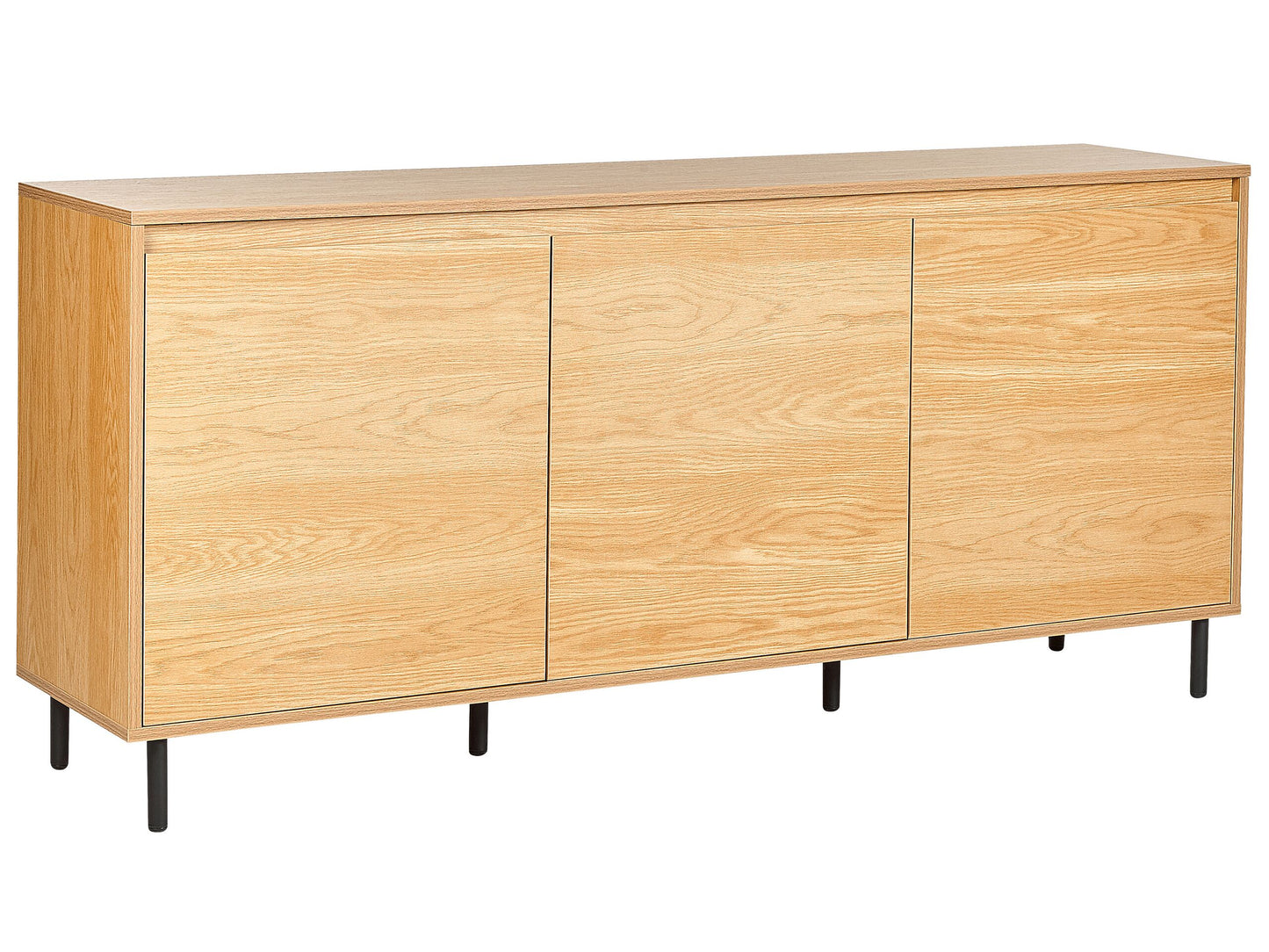 Three Door Sideboard Light Brown With Black Metal Legs