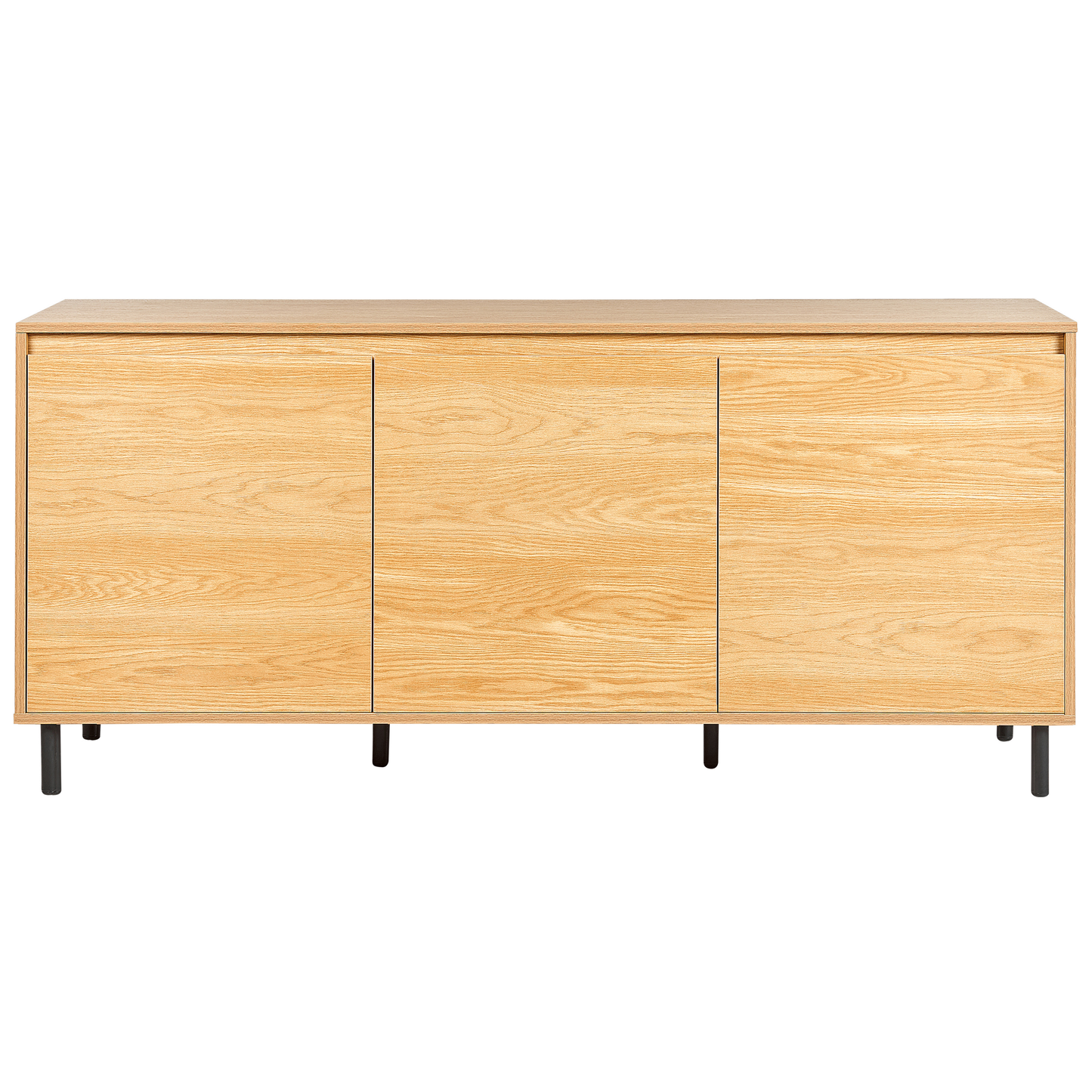 Three Door Sideboard Light Brown With Black Metal Legs