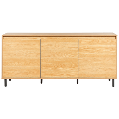 Three Door Sideboard Light Brown With Black Metal Legs