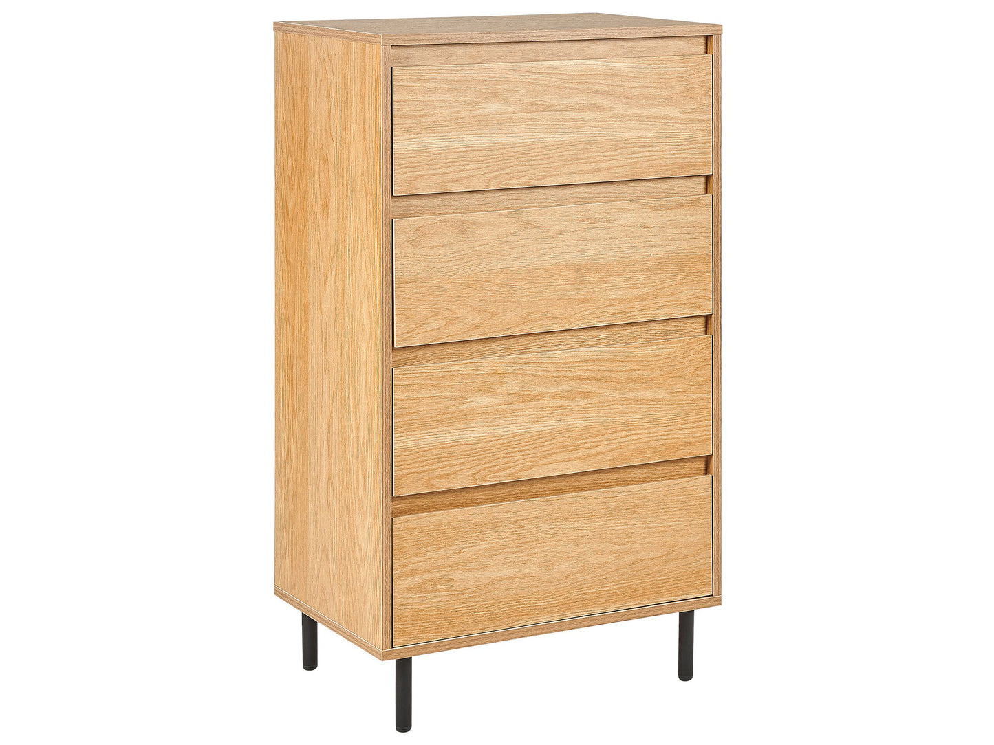 Four Drawer Chest Light Brown With Black Metal Legs