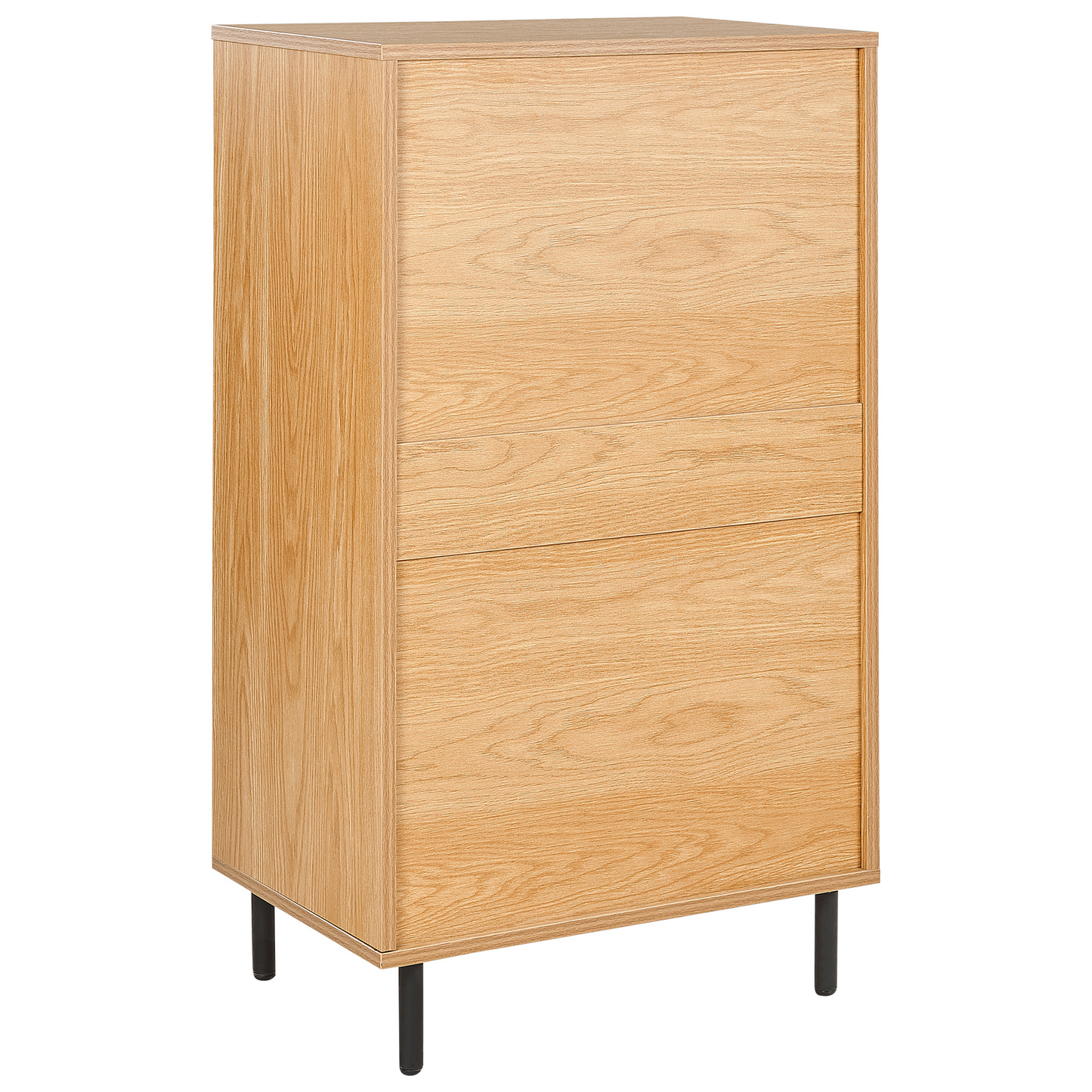 Four Drawer Chest Light Brown With Black Metal Legs