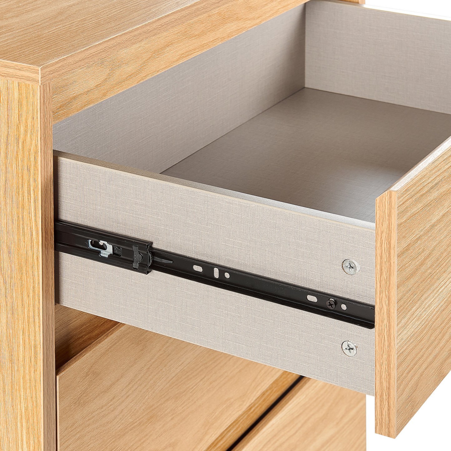 Four Drawer Chest Light Brown With Black Metal Legs