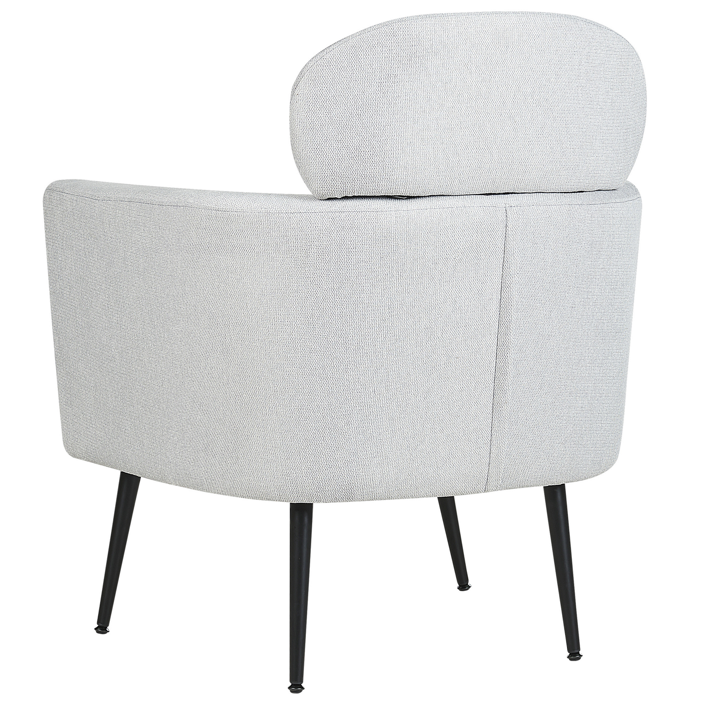Armchair Light Grey Fabric Upholstery With Black Legs And Headrest Backrest Retro Glam
