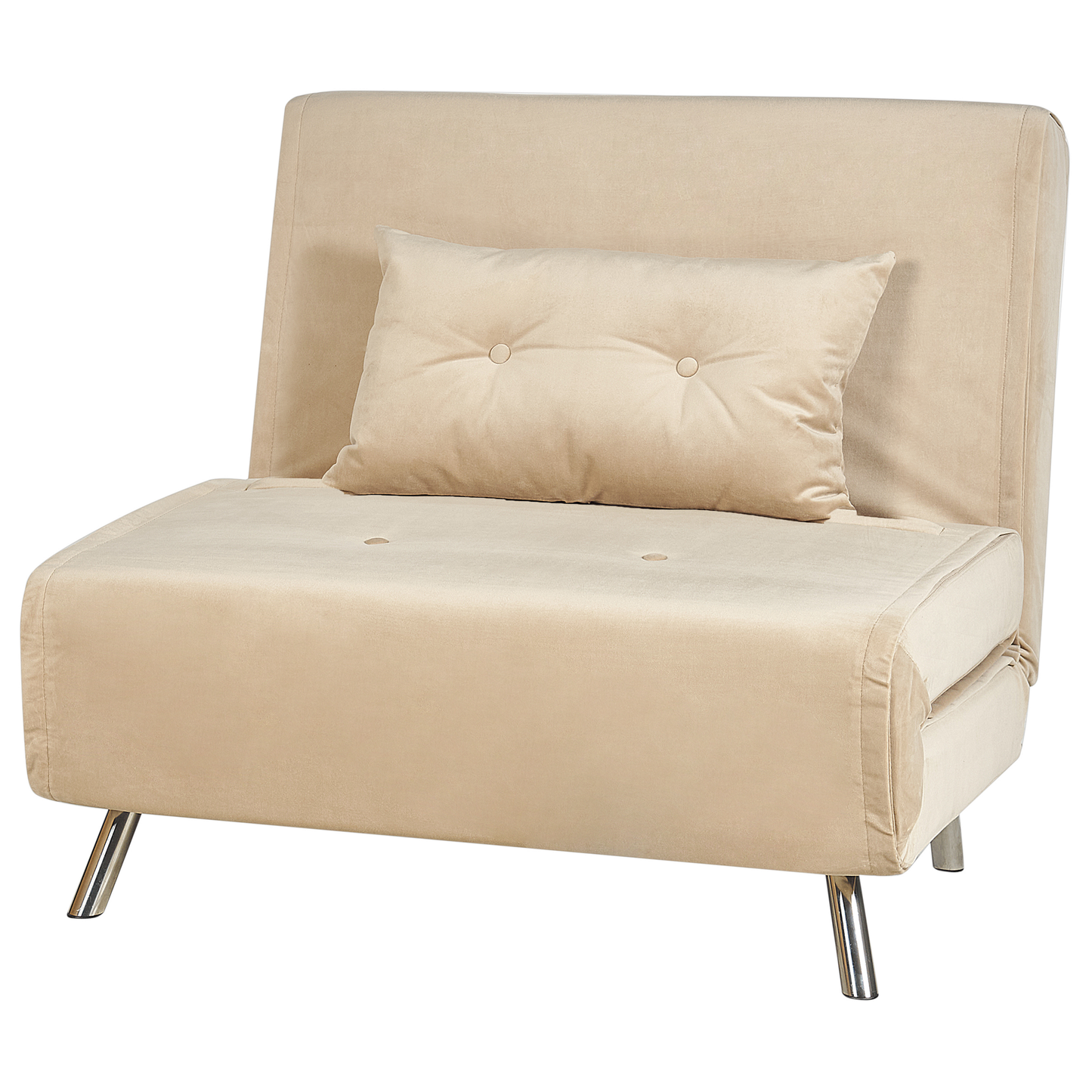 Velvet Sofa Bed Beige Single Sleeper Foldout Chair