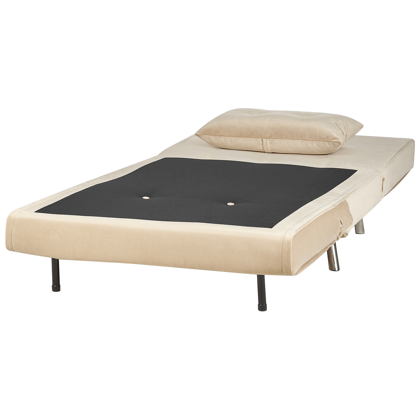 Velvet Sofa Bed Beige Single Sleeper Foldout Chair
