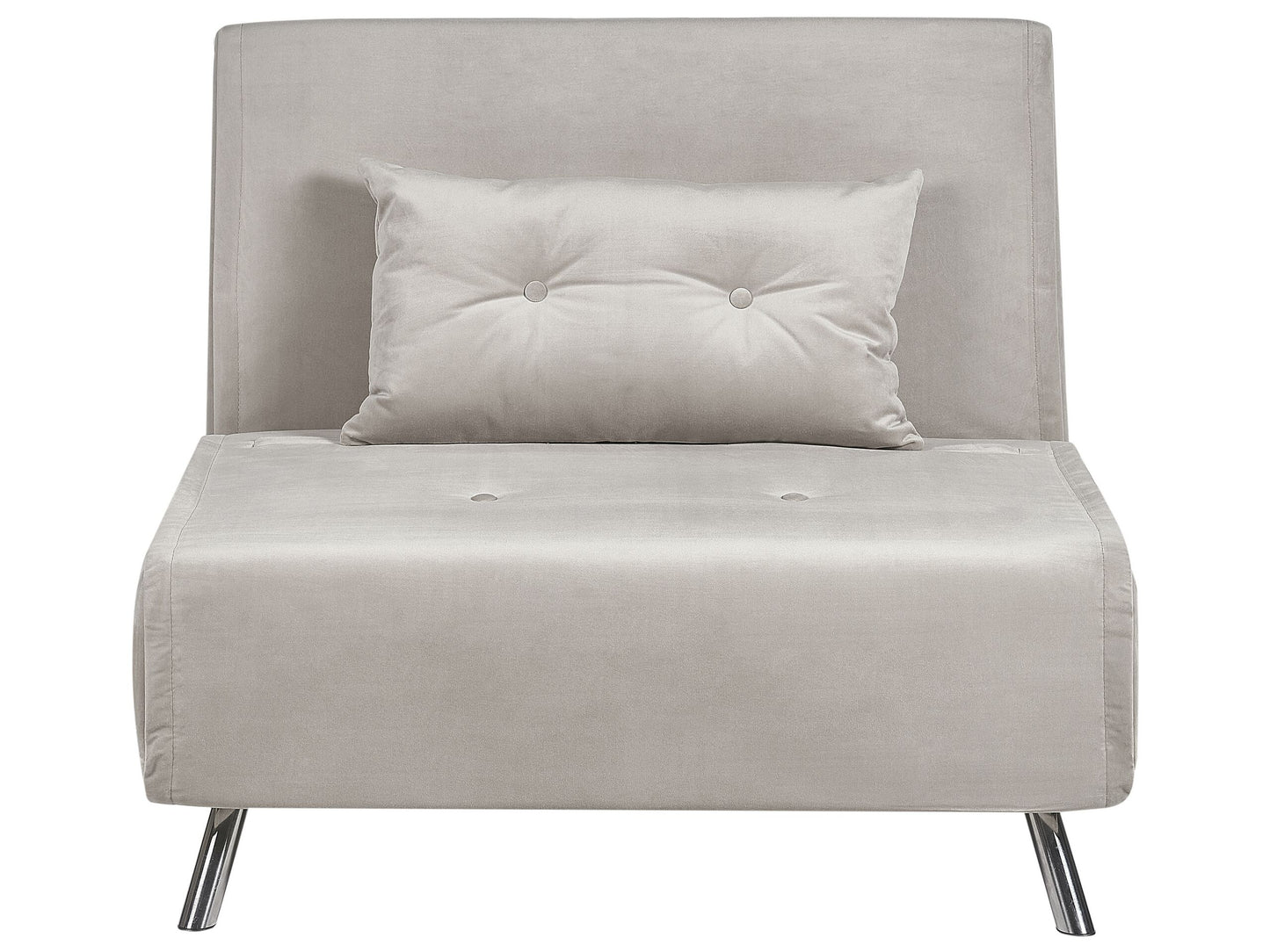 Sofa Bed Light Grey Velvet Upholstery Single Sleeper Fold Out Chair Bed With Cushion Modern Design