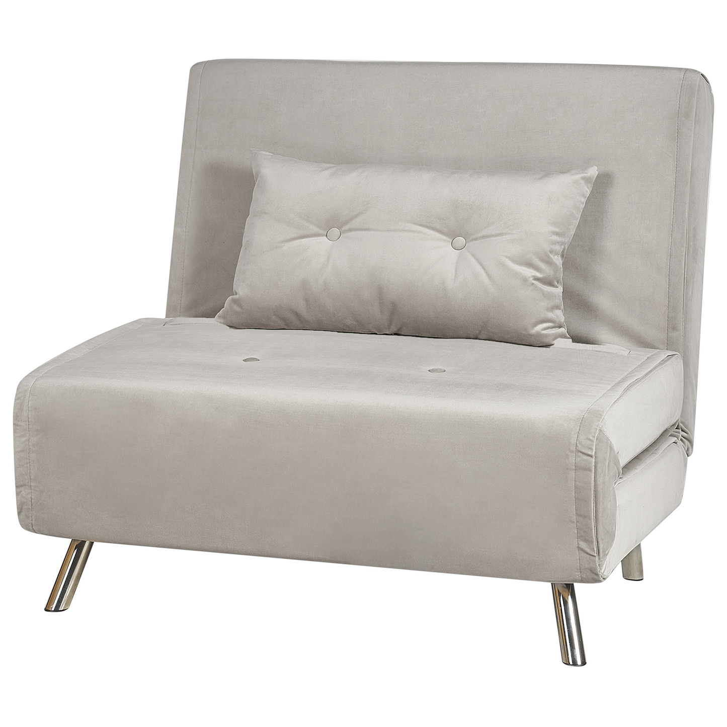 Sofa Bed Light Grey Velvet Upholstery Single Sleeper Fold Out Chair Bed With Cushion Modern Design