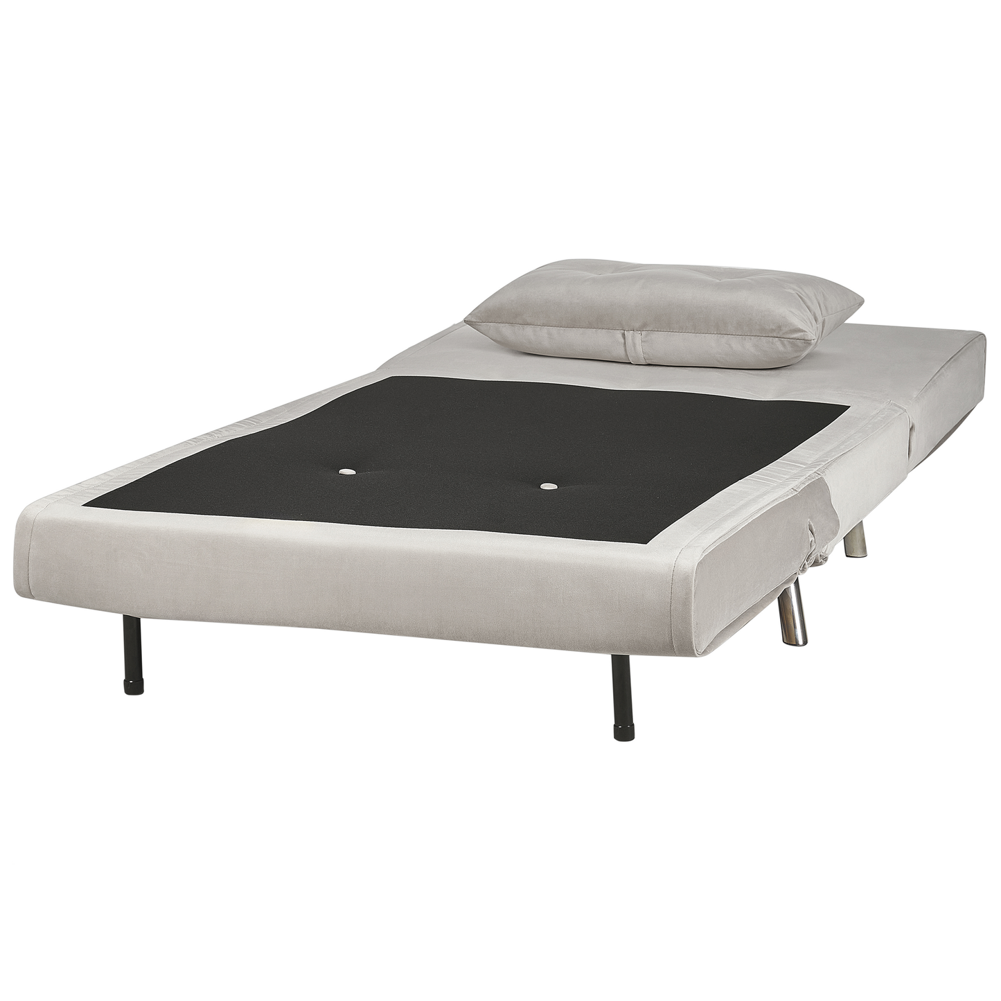 Sofa Bed Light Grey Velvet Upholstery Single Sleeper Fold Out Chair Bed With Cushion Modern Design