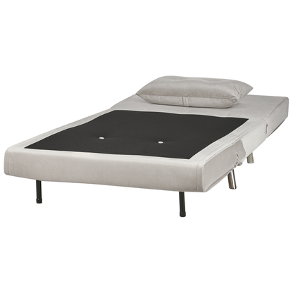 Sofa Bed Light Grey Velvet Upholstery Single Sleeper Fold Out Chair Bed With Cushion Modern Design