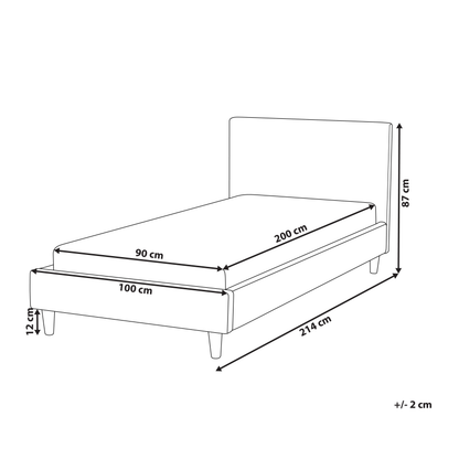 EU Single Panel Bed 3ft Light Grey Fabric Removable Cover
