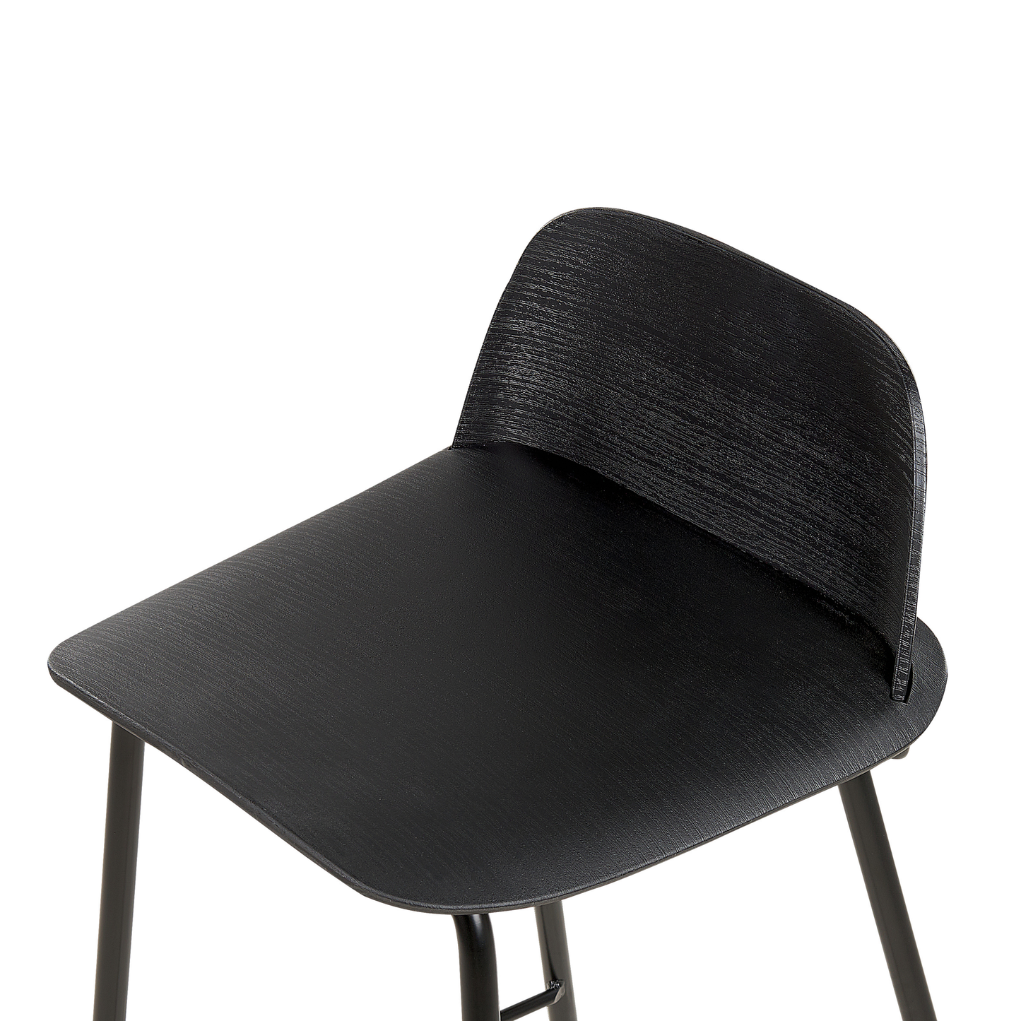Modern Bar Stools Set Of 4 Black Plastic Seat And Metal Legs 90cm Counter Height