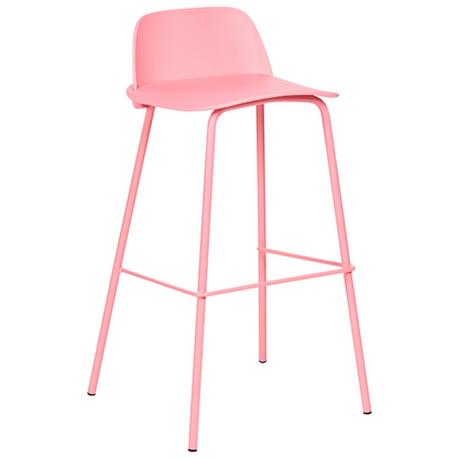 Set Of 4 Light Pink Bar Stools With Plastic Seats And Metal Legs 90cm Modern