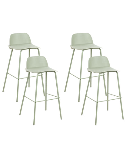 Bar Stools 4 Pack Pistachio Light Green Plastic Seat Metal Legs 90cm Modern