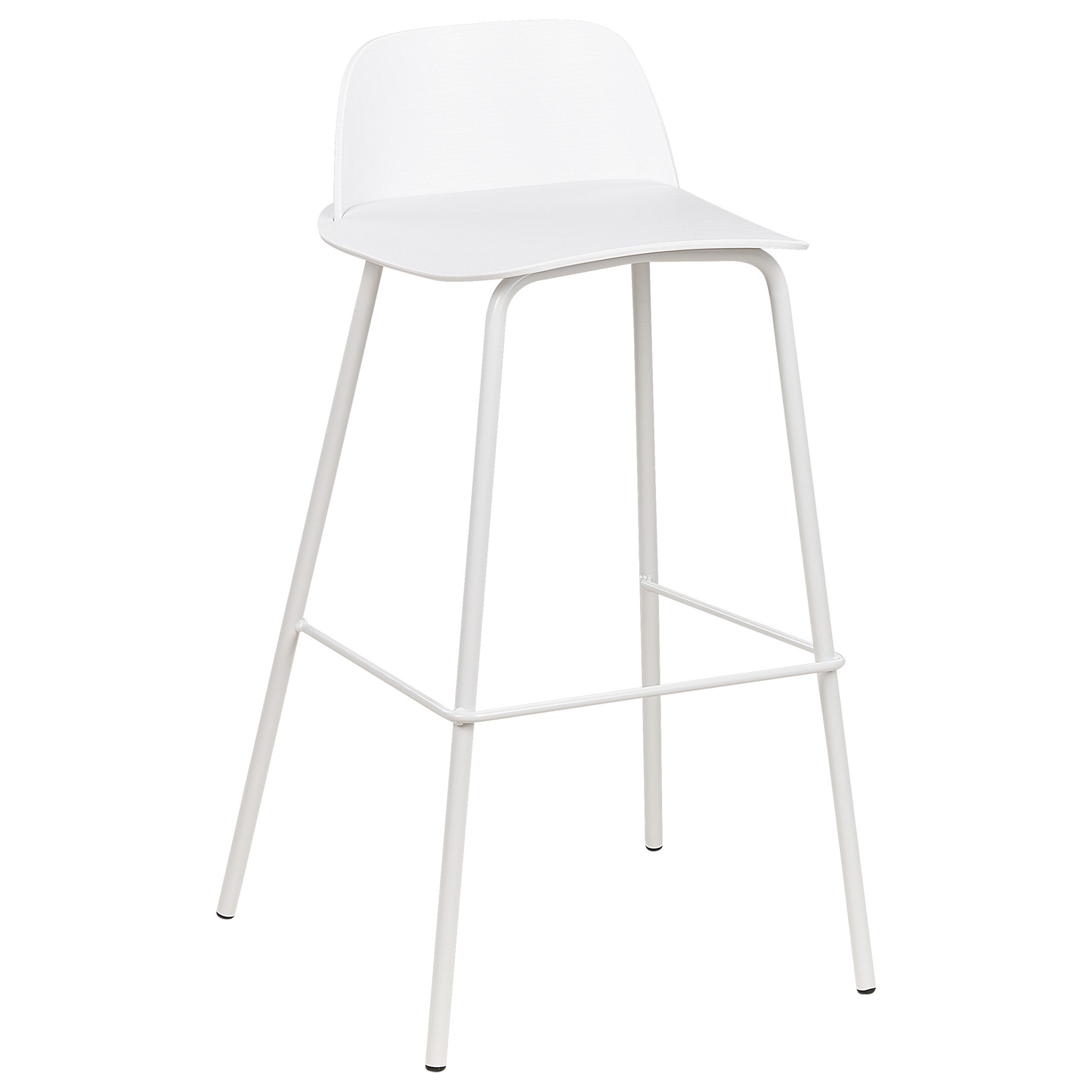 Set Of 4 White Bar Stools With Synthetic Seats And Metal Legs 90cm