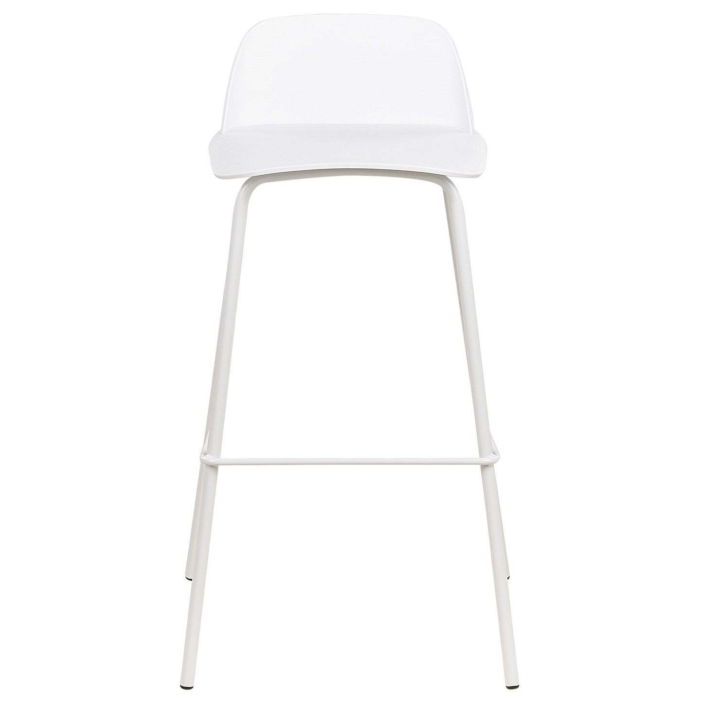 Set Of 4 White Bar Stools With Synthetic Seats And Metal Legs 90cm