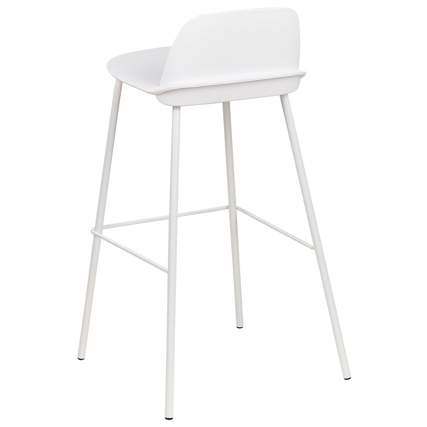 Set Of 4 White Bar Stools With Synthetic Seats And Metal Legs 90cm