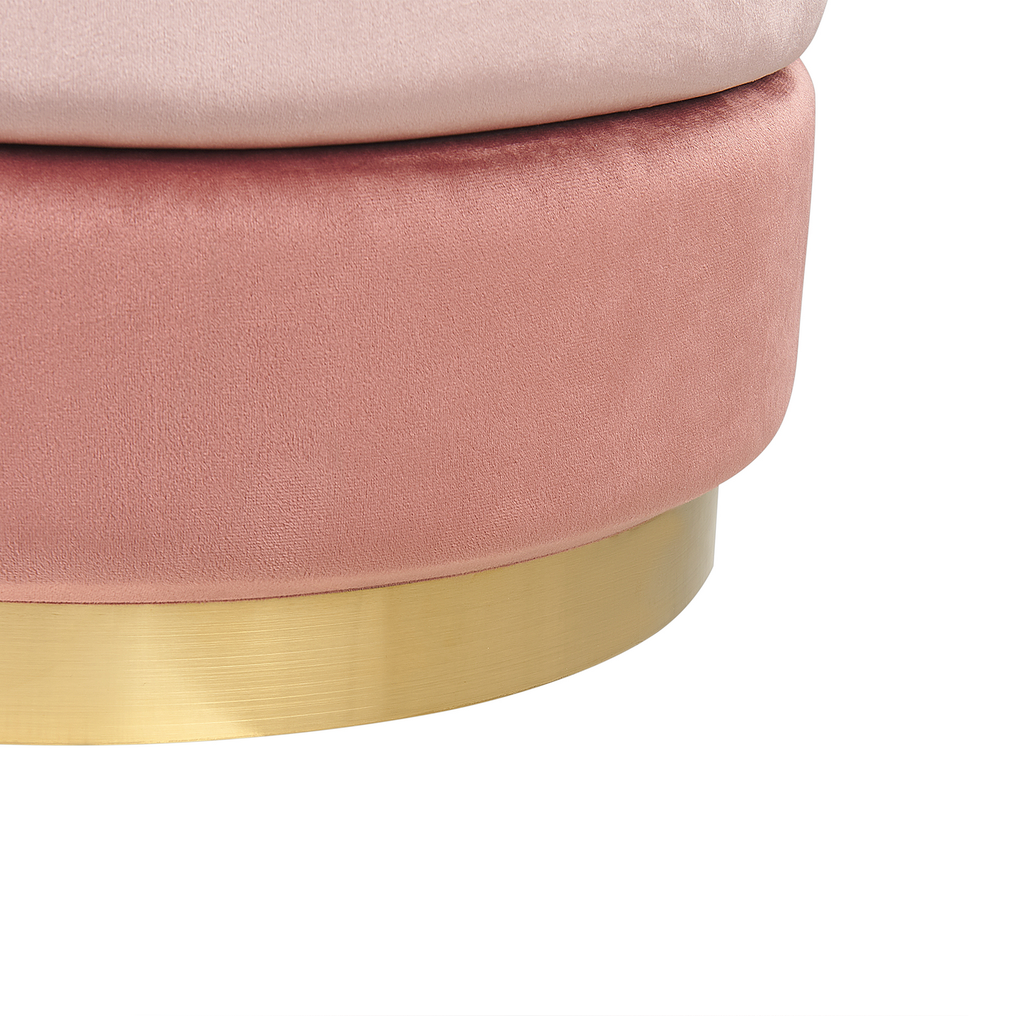 Living Ombre Pink Velvet Footstool 48 x 48 Round With Gold Base Modern Glam Pouffe