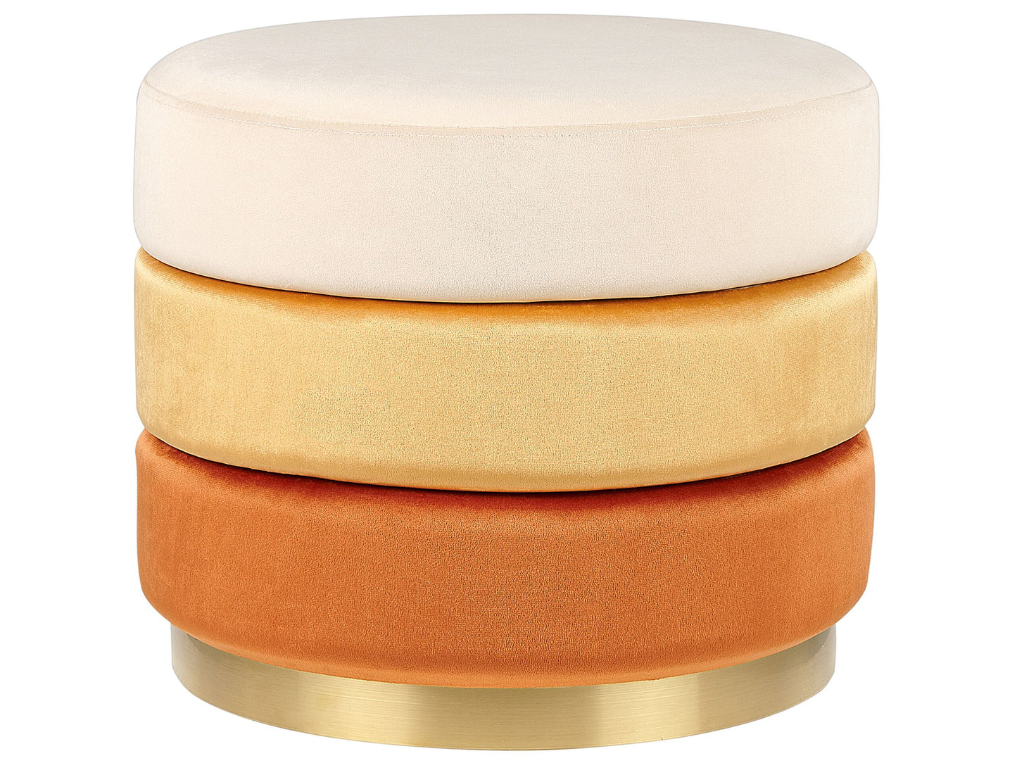 Modern Footstool Ombre Orange Velvet 48 x 48 x 41cm Gold Base