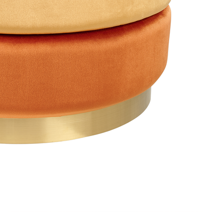 Modern Footstool Ombre Orange Velvet 48 x 48 x 41cm Gold Base