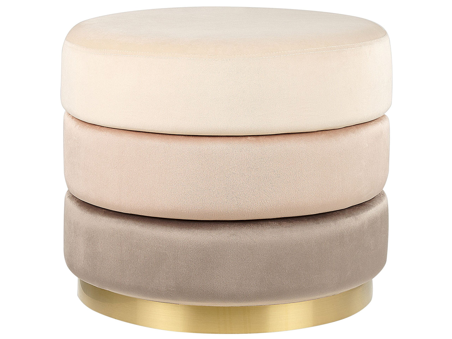 Ombre Beige Velvet Footstool Round 48 x 48cm Gold Base