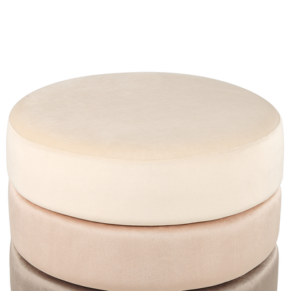Ombre Beige Velvet Footstool Round 48 x 48cm Gold Base