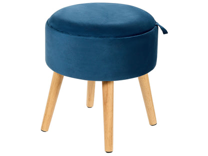 Stool Navy Blue Velvet With Storage Tray Top