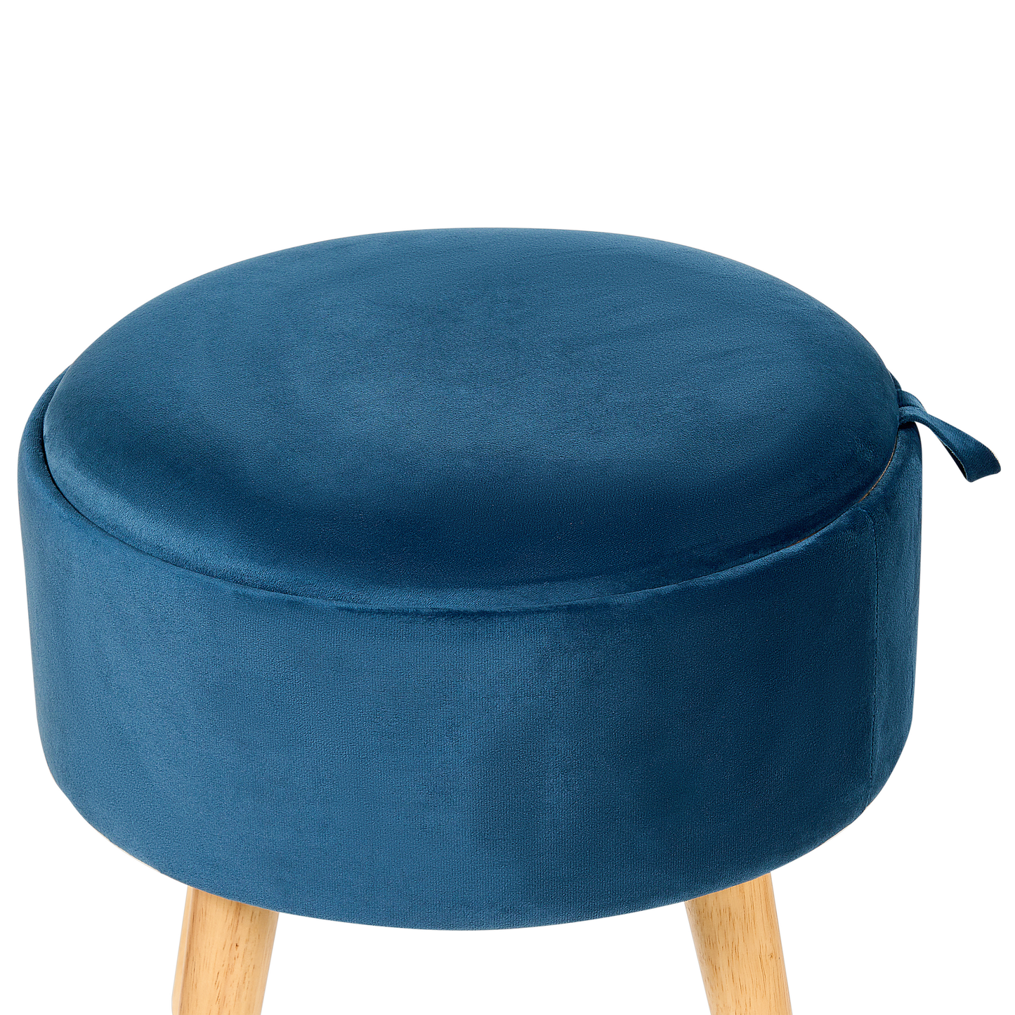 Stool Navy Blue Velvet With Storage Tray Top