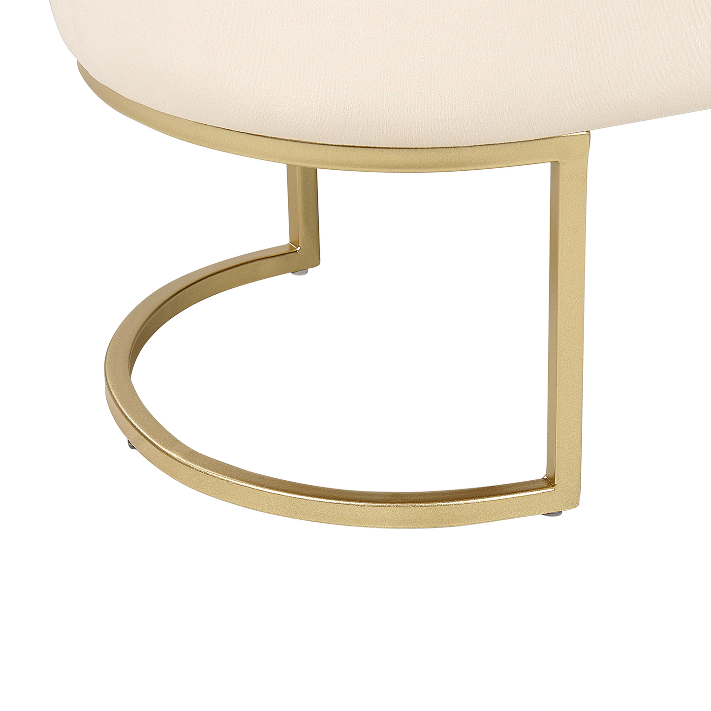 Beige Velvet Upholstered Bench With Gold Metal Legs Elegant Living Room Bed Stool