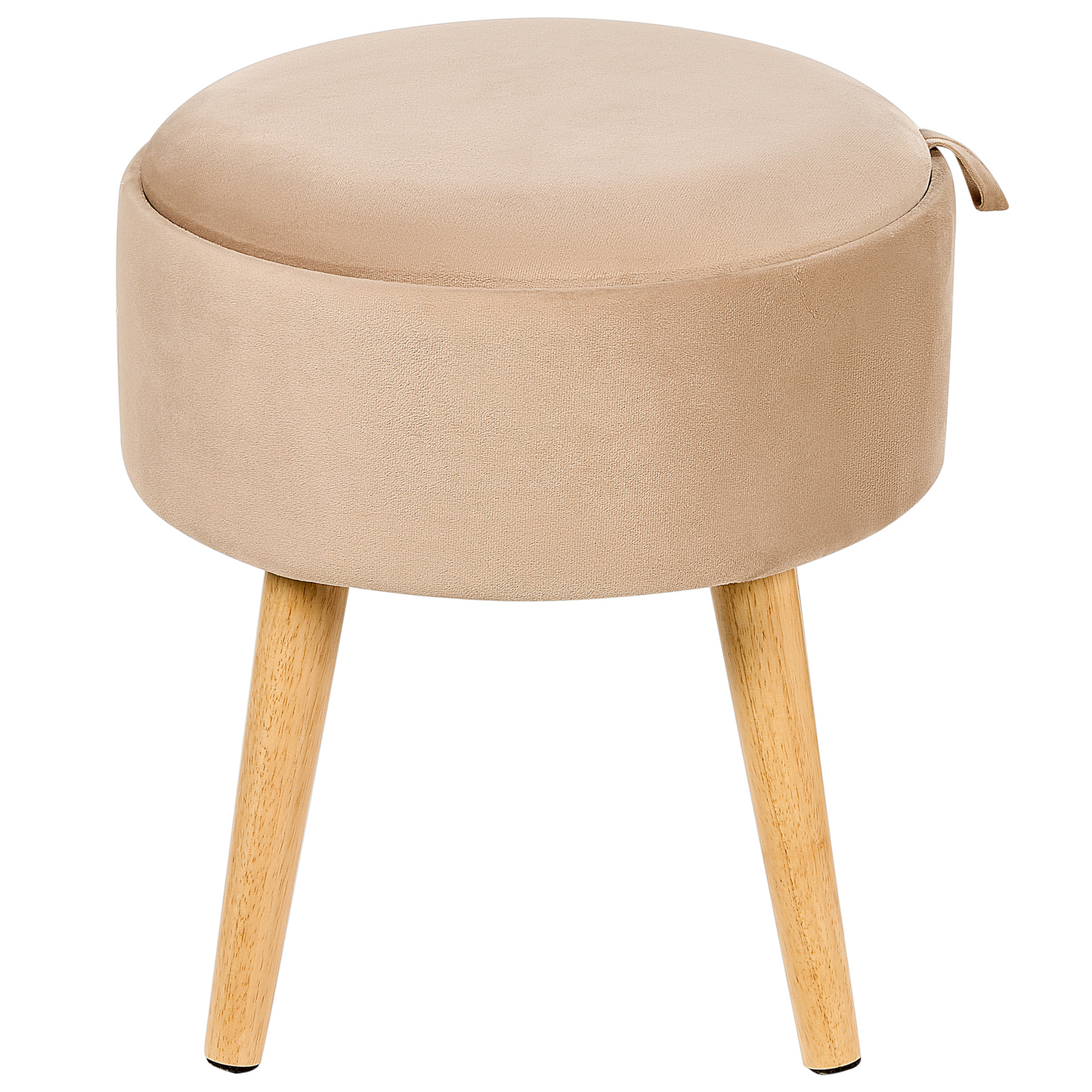 Home Velvet Stool With Storage Tray Top Beige