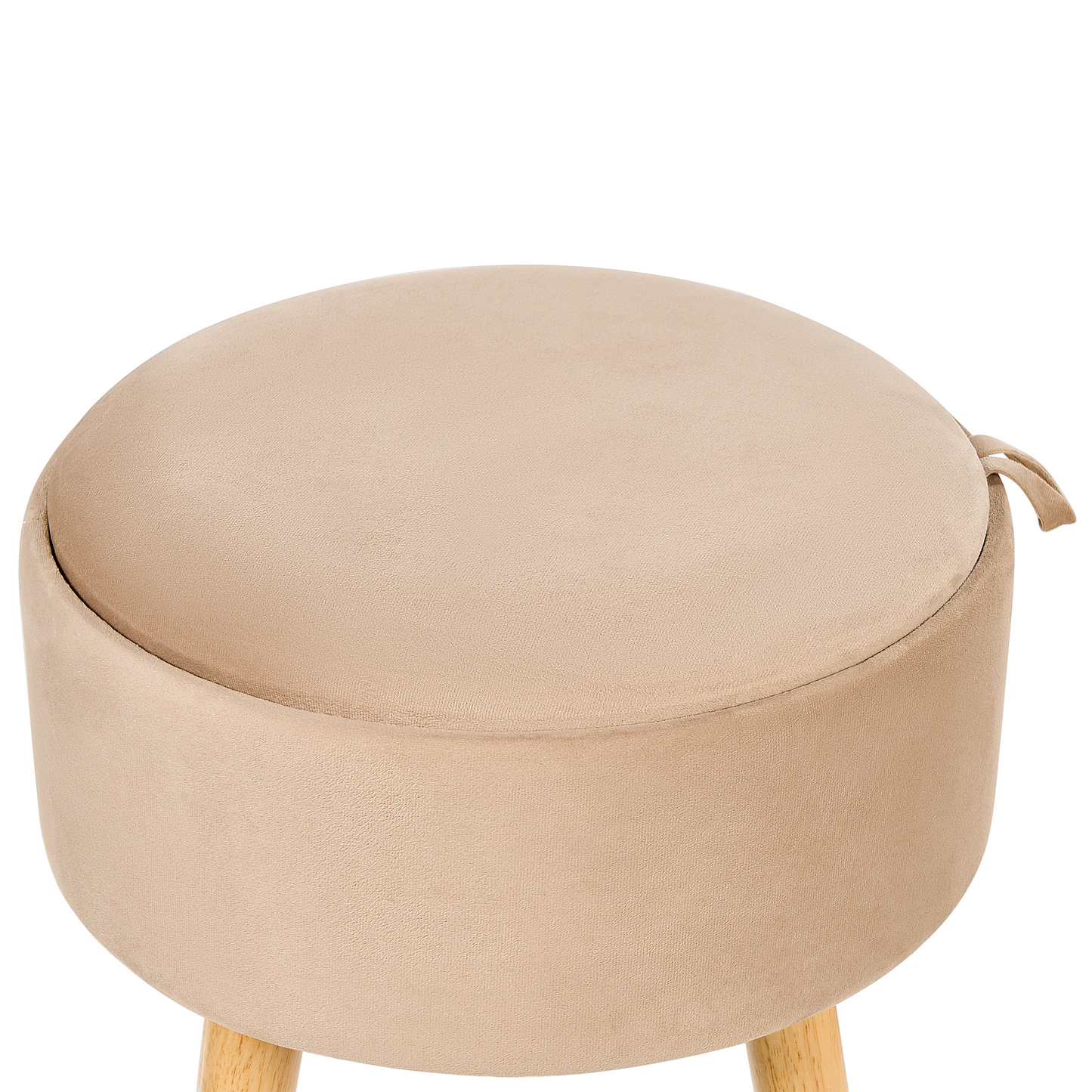 Home Velvet Stool With Storage Tray Top Beige