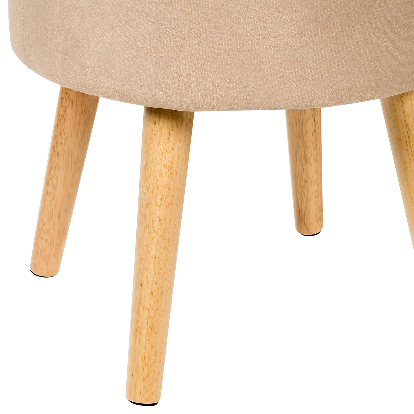 Home Velvet Stool With Storage Tray Top Beige