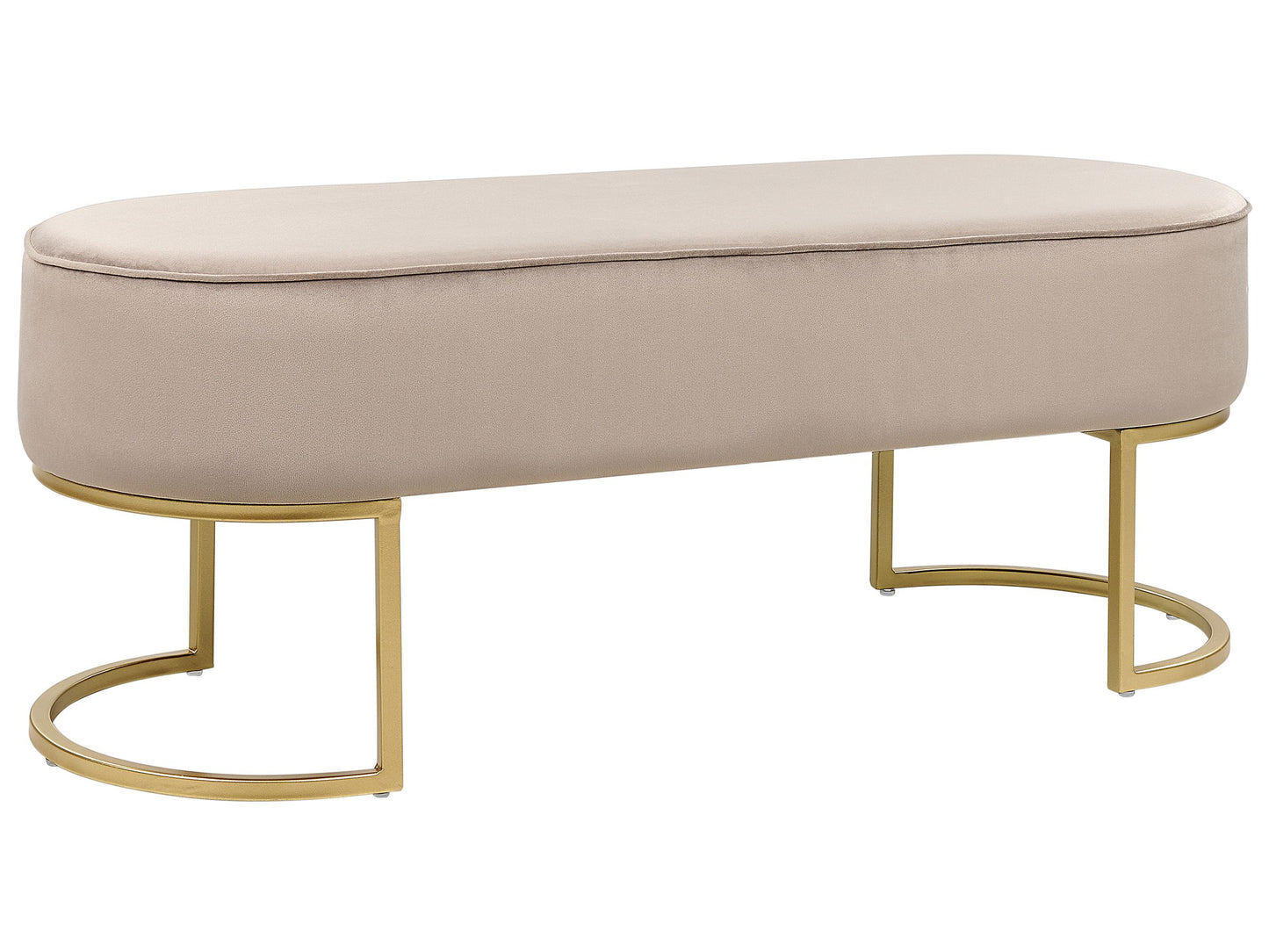 Velvet Beige Bed Bench With Gold Metal Legs