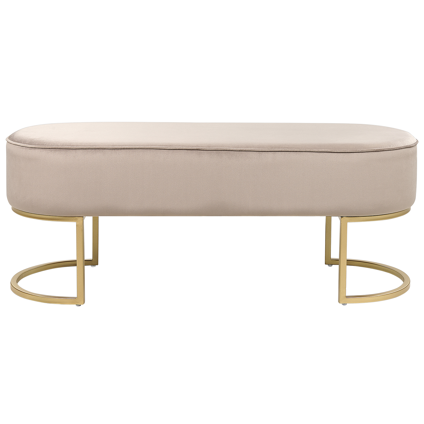 Velvet Beige Bed Bench With Gold Metal Legs