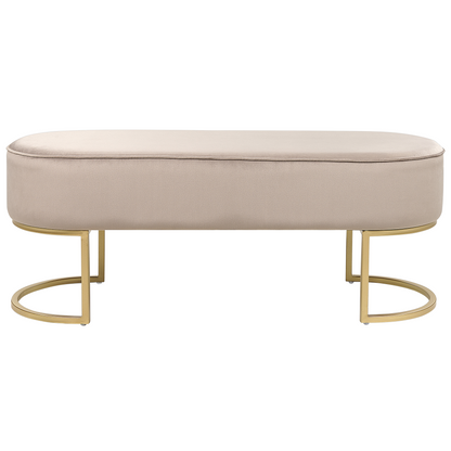 Velvet Beige Bed Bench With Gold Metal Legs