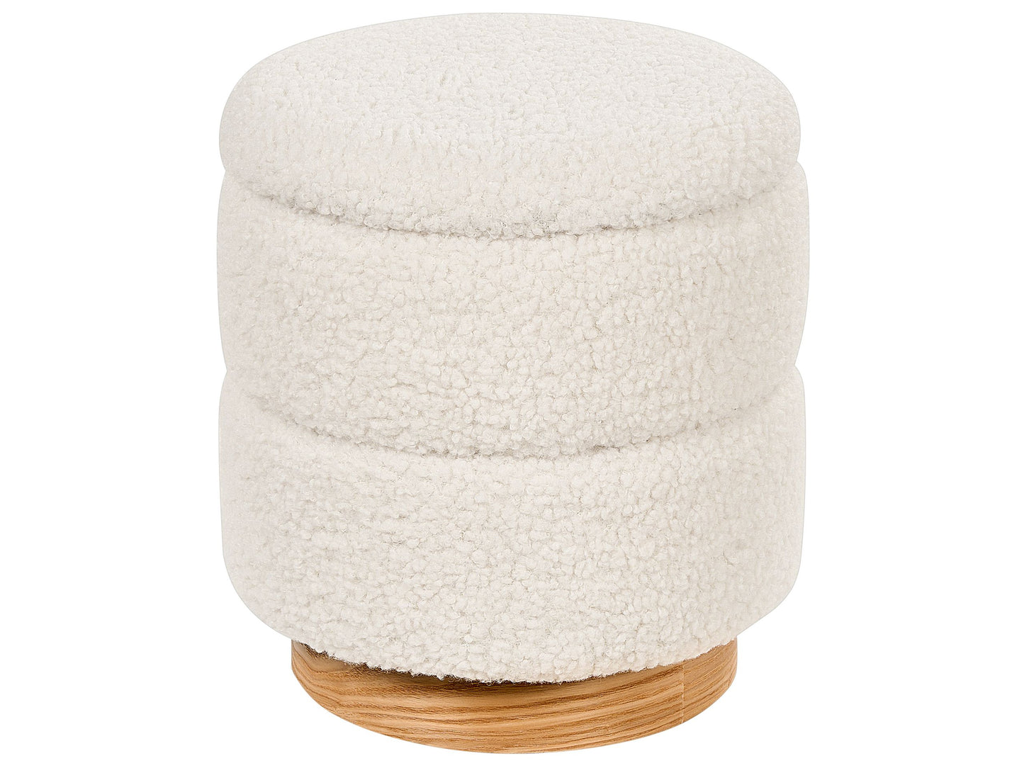 Teddy Boucle Pouffe White Footstool With Storage