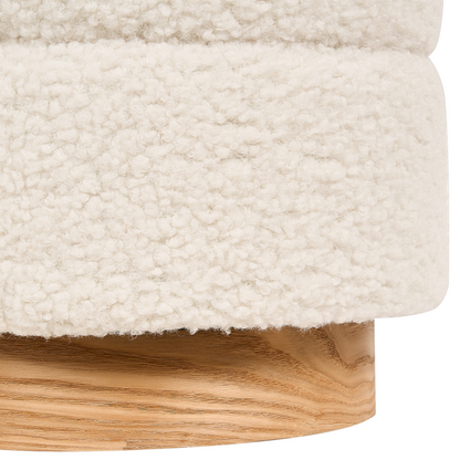 Teddy Boucle Pouffe White Footstool With Storage