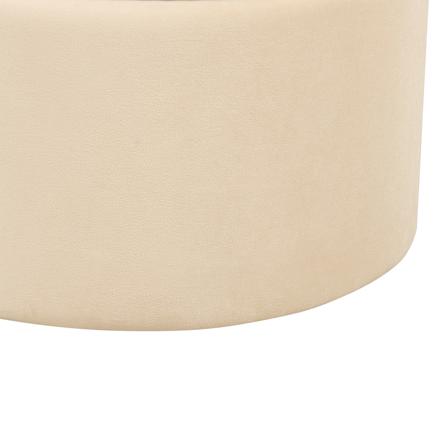 Beige Velvet Pouffes Set of 2 With Storage and Rattan Bands