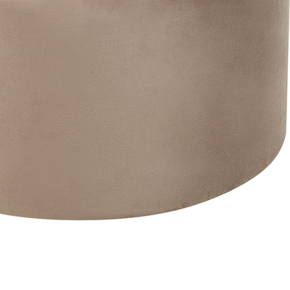 Velvet Pouffes Set Of 2 Cream Taupe With Rattan Bands Storage