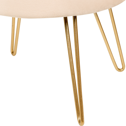 Storage Pouffe Light Beige Velvet 42 x 42 x 44cm With Gold Metal Legs