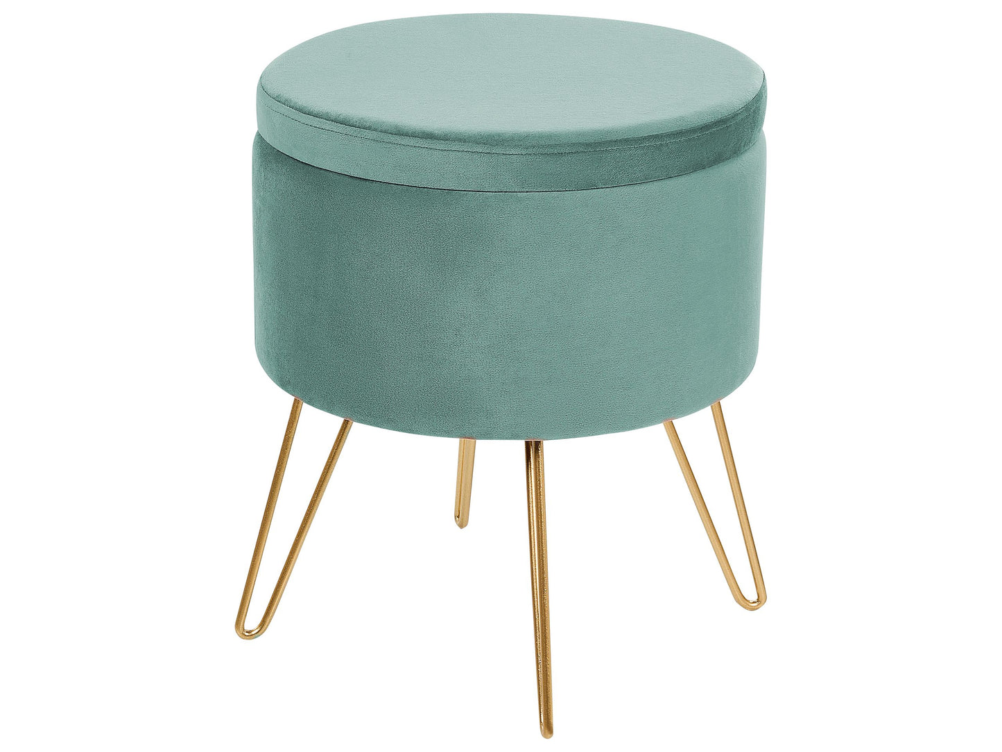 Velvet Storage Pouffe Mint Green Gold Legs 42 x 42 x 44cm