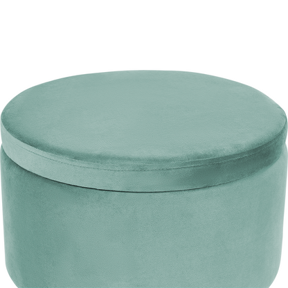 Velvet Storage Pouffe Mint Green Gold Legs 42 x 42 x 44cm