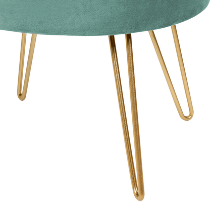Velvet Storage Pouffe Mint Green Gold Legs 42 x 42 x 44cm