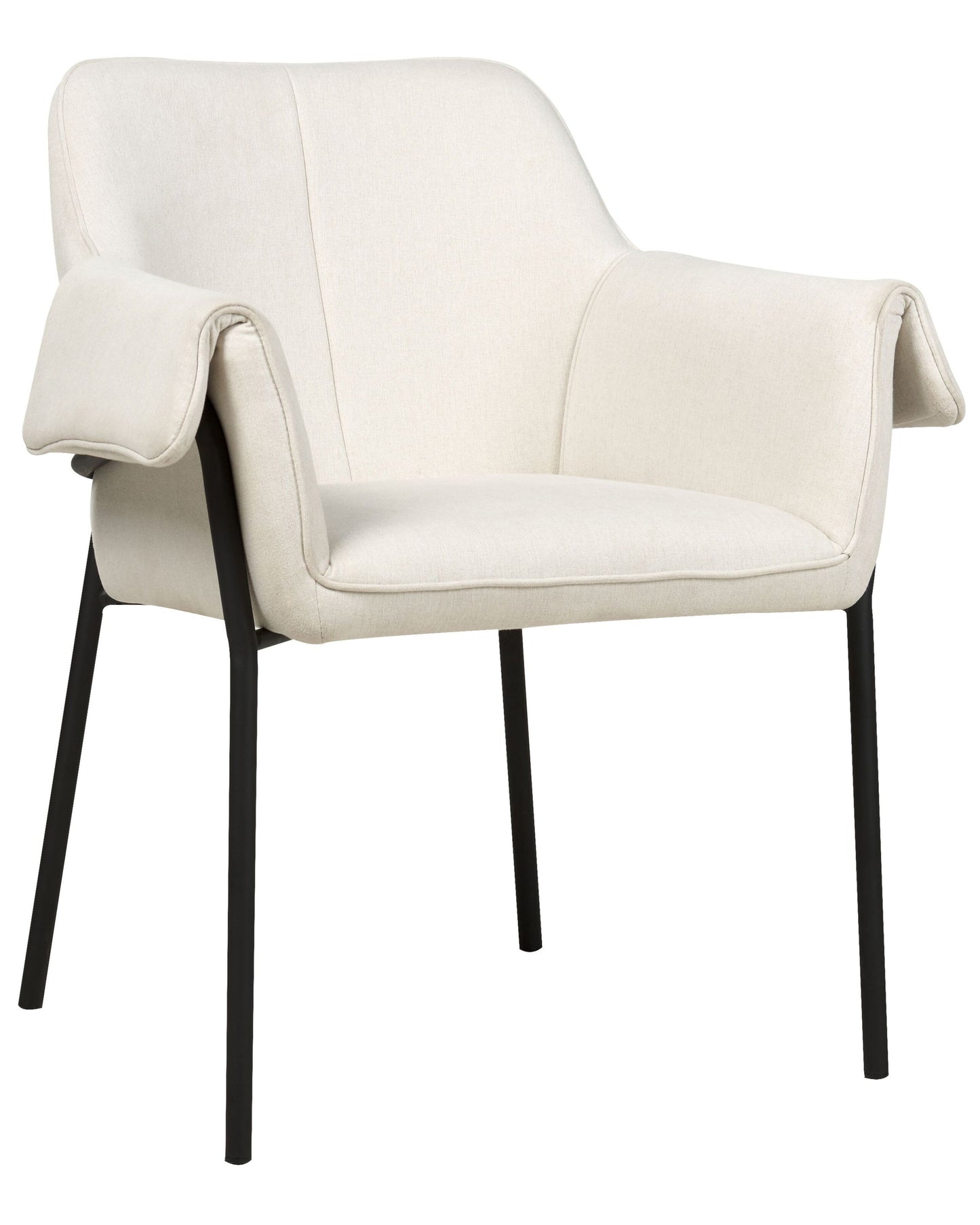 Armchair Light Beige Fabric Upholstery Black Legs Retro Glam Modern Living Room Chair