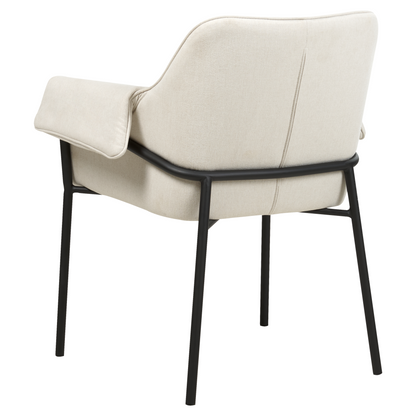 Armchair Light Beige Fabric Upholstery Black Legs Retro Glam Modern Living Room Chair